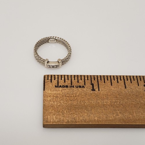 Tiffany & Co. Sterlingsilber Somerset Mesh 3 Diamanten schmal Ring Bandgröße 5 - Bild 7 von 8