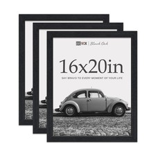 VCK 16x20 Picture Frames for Wall - Black Oak 3 Pack, Natural Wood Grain Soli...