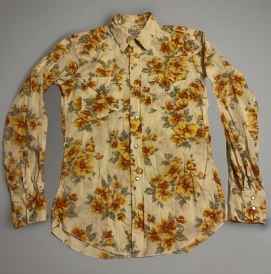 H Bar C California Ranchwear Vintage Men s Floral Western Pearl Snap Shirt 15 34