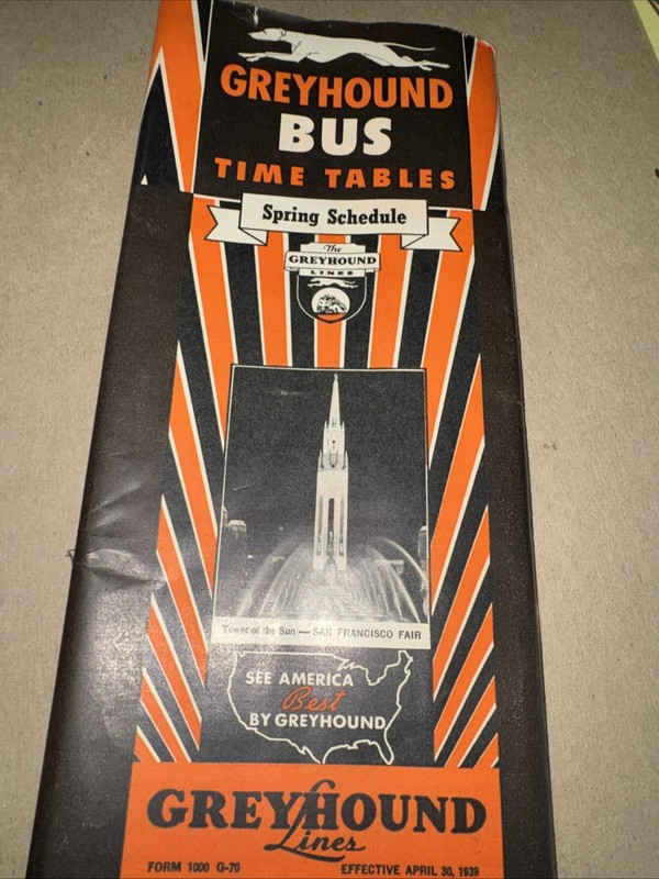 Greyhound Bus Time Tables April 30 1939