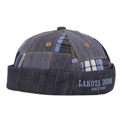 DOCKER MÜTZE Patchwork Baumwolle blau/grau Dockerscap Sommer
