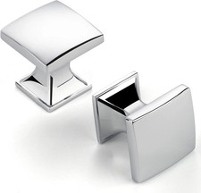10 Pack 1 Inch, Small Square Polished Chrome Cabinet Knobs Chrome Drawer