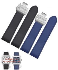 CINTURINO OROLOGIO CINTURINO GOMMA 23MM 25MM PER CARTIER SANTOS 100 XL CHIUSURA CRONO