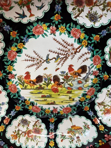 Vintage 1971 Daher Ware Tin Bowl with Rooster Design Made In England 10 Inch - Picture 2 of 12