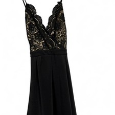 Francesca's Black Lace Fit-and-Flare Dress W/ Nude Lined Bodice Sz M