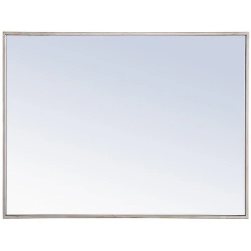 Pemberly Row 32" x 24" Rectangle Metal Frame Mirror in Silver - Picture 4 of 12