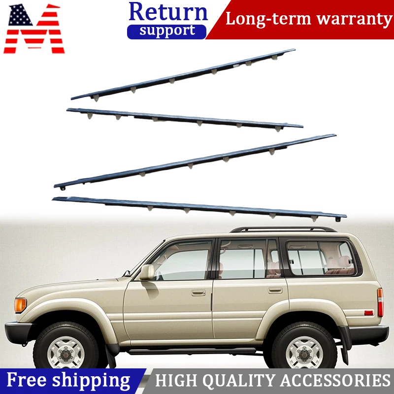 POSENG Window Belt Moulding Kit For Toyota Land Cruiser 91-97 & Lexus LX450 96-98 – 4-Piece Chrome/Black