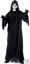 SCARY SKELETON ROBE MASK GLOVES WAIST SASH HALLOWEEN COSTUME ADULT STANDARD