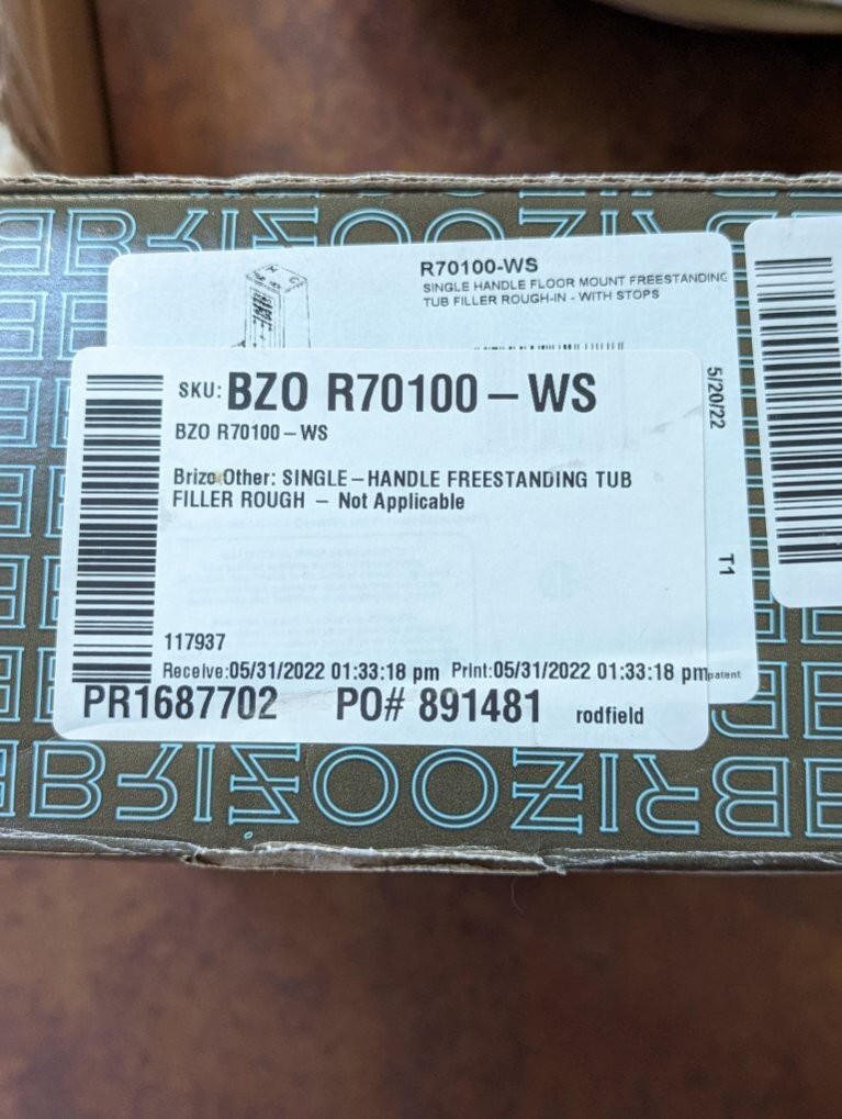 Brand New Brizo Virage Brushed Nickel Floor Mount Tub Filler with Rough