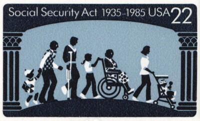 Full Sheet of 50 1935-1985 SOCIAL SECURITY ACT STAMPS Unemployment Insurance Law