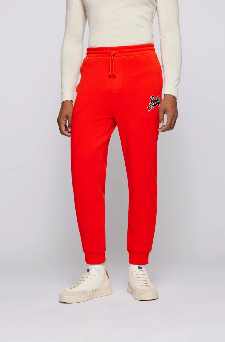 HUGO BOSS Cotton-blend tracksuit bottoms with exclusive logo,Bright Orange  [L] | eBay