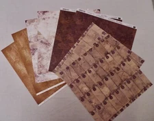Lot of 8 Sheets 12" x 12" Scrapbooking Papers Brown Blenders Grunge Rusty Pickle