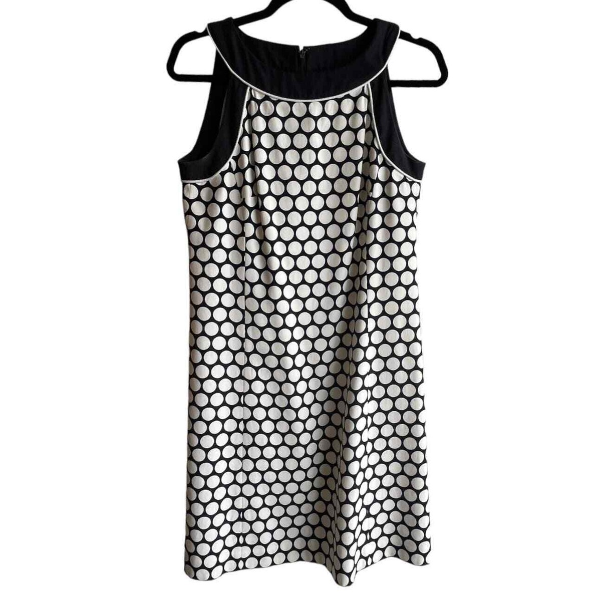 Ann Taylor Polka Dot DRESS Womens Size 4 Blue White Lined Sleeveless Knee Length Ann Taylor Polka Dot DRESS Womens Size 4 Blue White Lined Sleeveless Knee Length