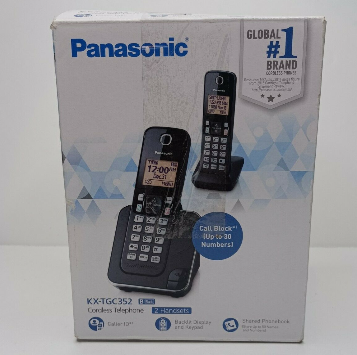 Panasonic KX-TGC352 Black Cordless Phone System, 2 Handsets