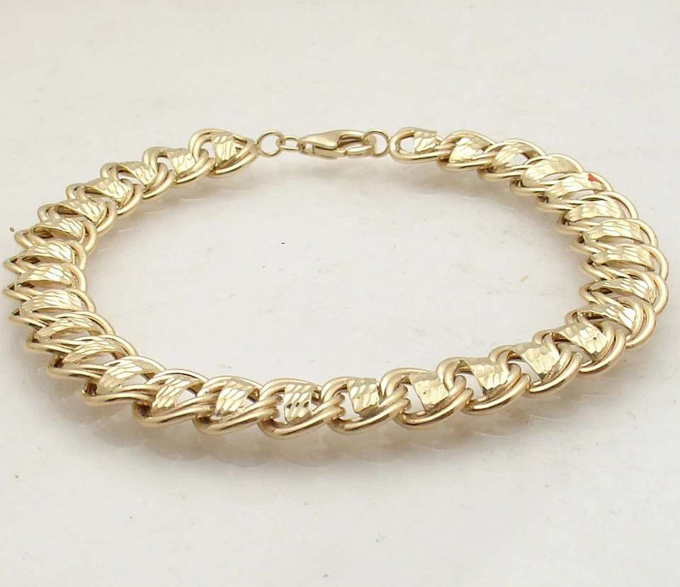 QVC Diamond Cut Double Wire Curb Bracelet Real 14K Yellow Gold FREE SHIPPING - Image 3 of 4