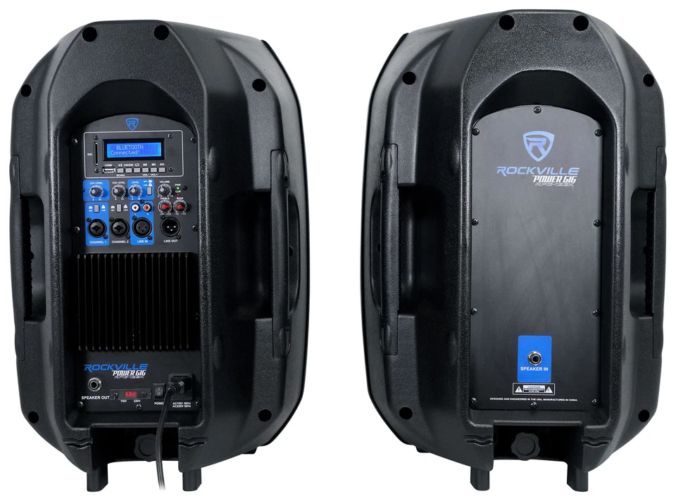 Sistema de megafonía portátil Rockville RPG122K 12" 2 altavoces alimentados Bluetooth + micrófono + soportes Foto 3 de 4