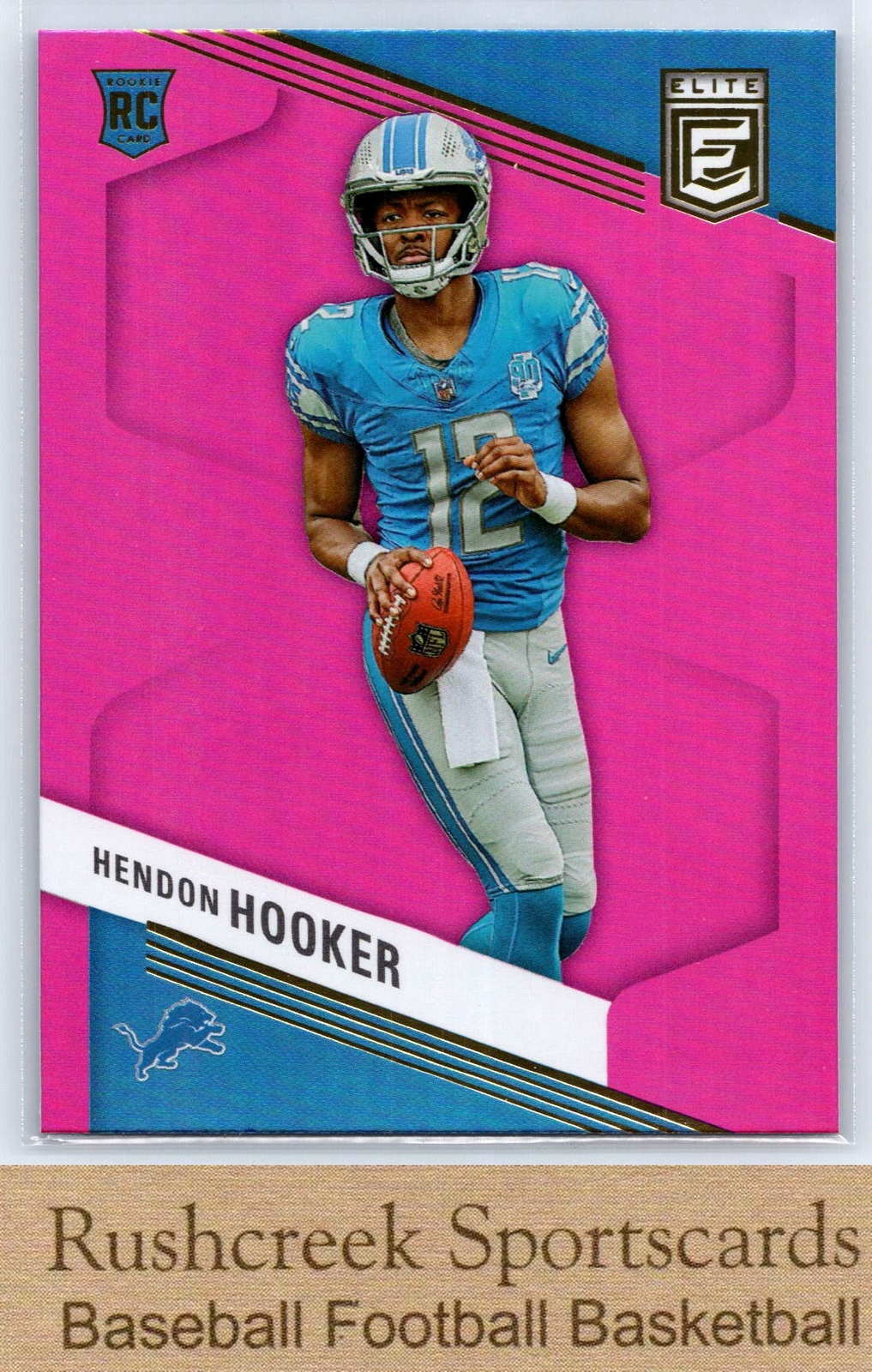 2023 Donruss Elite #142 Hendon Hooker Lions RC Rookie Pink