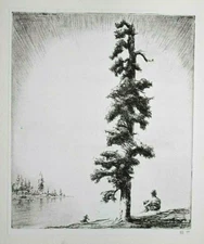 LEVON WEST PINE TREE 1930 Print of a Vintage Etching Artwork