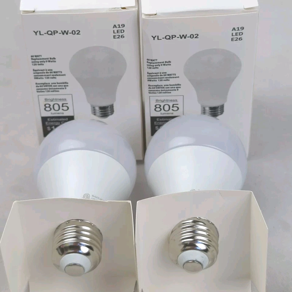 2pk 9 Watt (60W Equivalent) A19 LED  E26 Replacement Bulbs 805 Lumens, NEW! - Image 4 of 4
