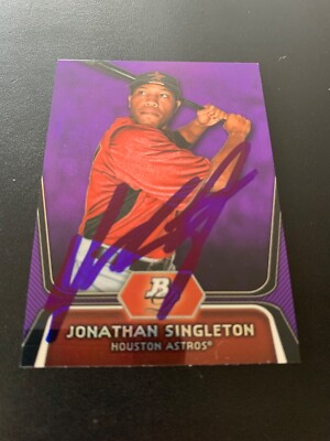 Jonathan Singleton Signed 2012 Bowman Platinum Purple Card Houston Astros COA