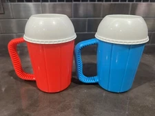 Set Of 2 of Evriholder Super Slushy Mugs Red Mug & Blue Mug Freezer Retro