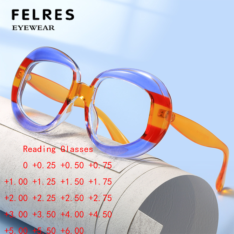 Women Oval Anti Blue Light Clear Lens Reading Glasses Full Frames