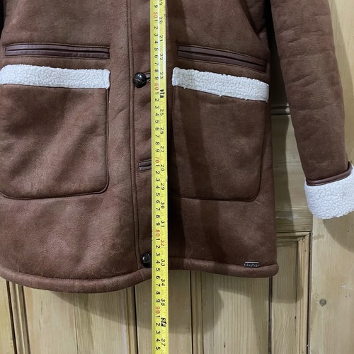 Womens Brown Faux Fur Lined Long Coat Jacket Size L / 14 Bellfield Clothing - Picture 3 of 9