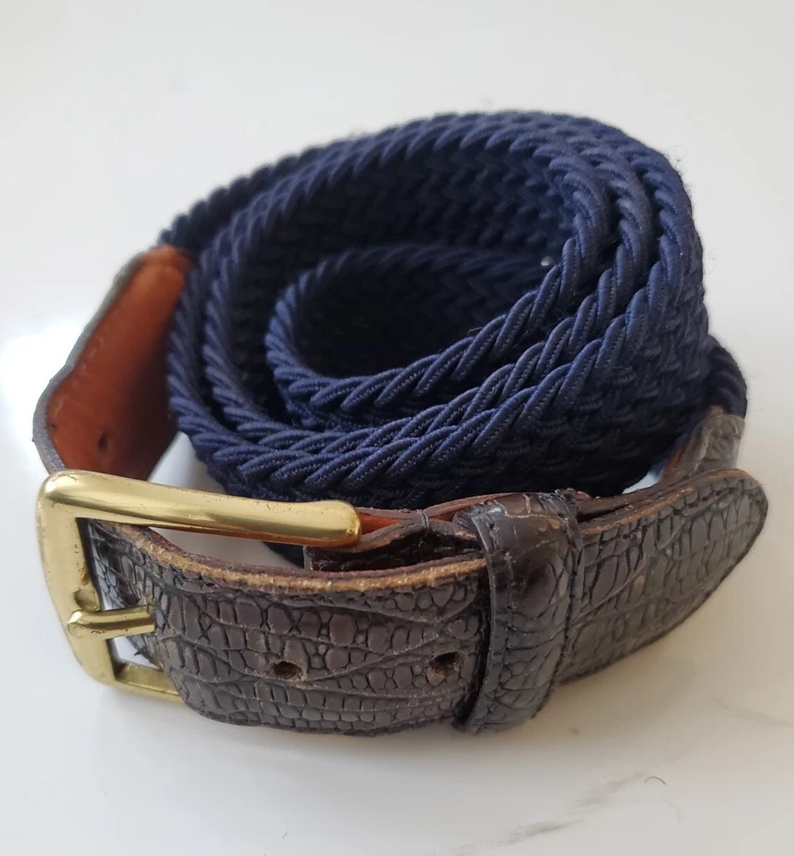 Cinturón de tela de piel de serpiente tejido elástico de latón 1141D para hombre talla 36 Canadá Foto 2 de 4