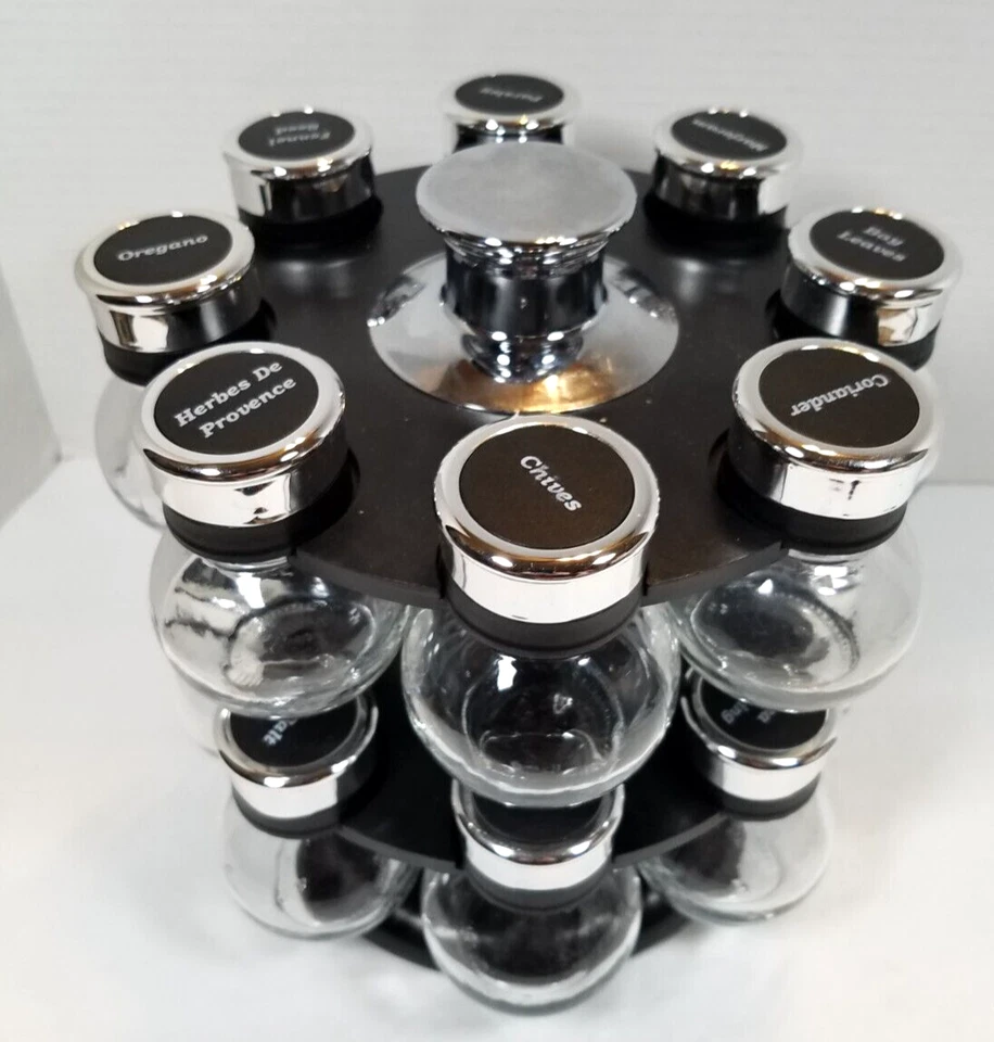 Estante de especias Kamstein 16 tarros encimera verter / espolvorear tapa giratoria Lazy Susan Foto 2 de 4