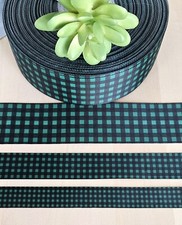 5/8, 7/8  1.5 Inch 1 YD Buffalo Plaid Grosgrain Ribbon Green  Black Checked