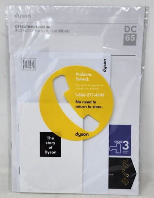 OEM Manual for Dyson DC65 Animal Vacuum Replacement Parts With Registration Card