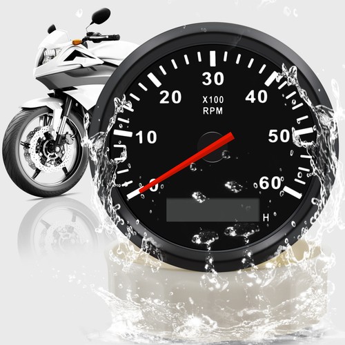 85MM Car Boat Marine Tachometer 0-6000 RPM Rev Counter Gauge With LED Hourmeter - Picture 5 of 15
