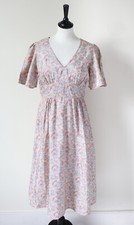 Susan Small Vintage Summer Dress - 1980s - Silk Tea Dress - Fit S / UK 10