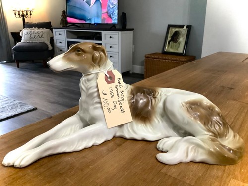 VINTAGE 1950er BARZI BORZOI PORZELLAN GEROLD WINDHUND WINDHUND HUNDEFIGUR 12 ZOLL - Bild 22 von 24