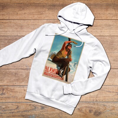 FELPA HOODIE VINTAGE VALLE D'AOSTA SPORT INVERNALI COURMAYEUR CERVINIA NEVE TOP