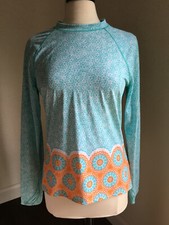 NWOT Cabana Life Rash Guard Swim Shirt Stretch Coverup top long Sleeve Womens L