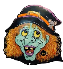 Vintage Halloween Die Cut Warty Ghoulish Witch Mouse Spider Double-Sided 80s 90s