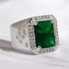 Emerald Octagon Cut Gemstone With 925 Sterling Silver Ring For Men's 920