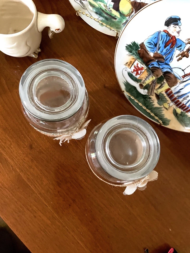 Burlap Lace Floral Lidded Glass Jars Rustic Shabby Chic Home Decor Storage Lot 2 - Image 2 of 4