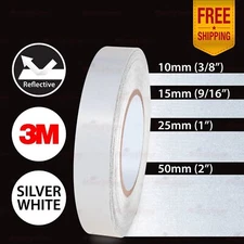 3M REFLECTIVE Safety Car Conspicuity Stripe Decal Sticker SILVER WHITE 3/8" - 2"