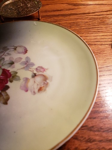 VTG Bavaria China 6 In. Bread Plate Hand Painted Roses Floral Gold Trim Germany - Picture 5 of 20