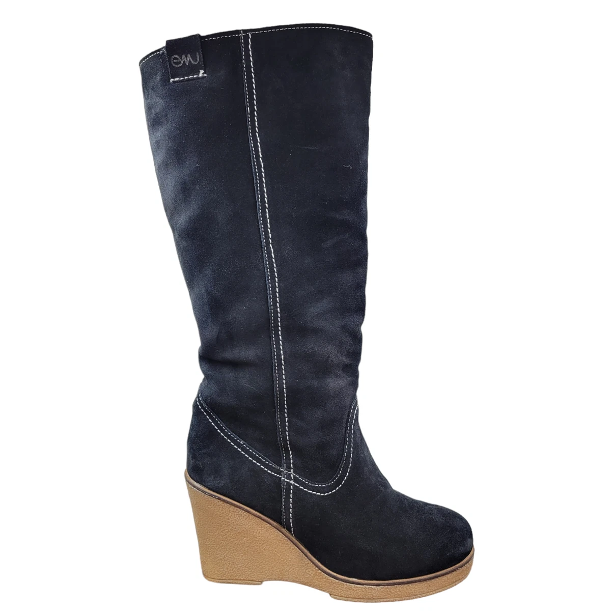 Emu Waratah Knee High Boots Women s 7 Black Suede Shearling Gum Sole Winter