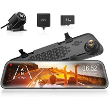 WOLFBOX G840S 12 inch Front and Rear View Mirror Dash Cam 4K Dual Camera Free SD