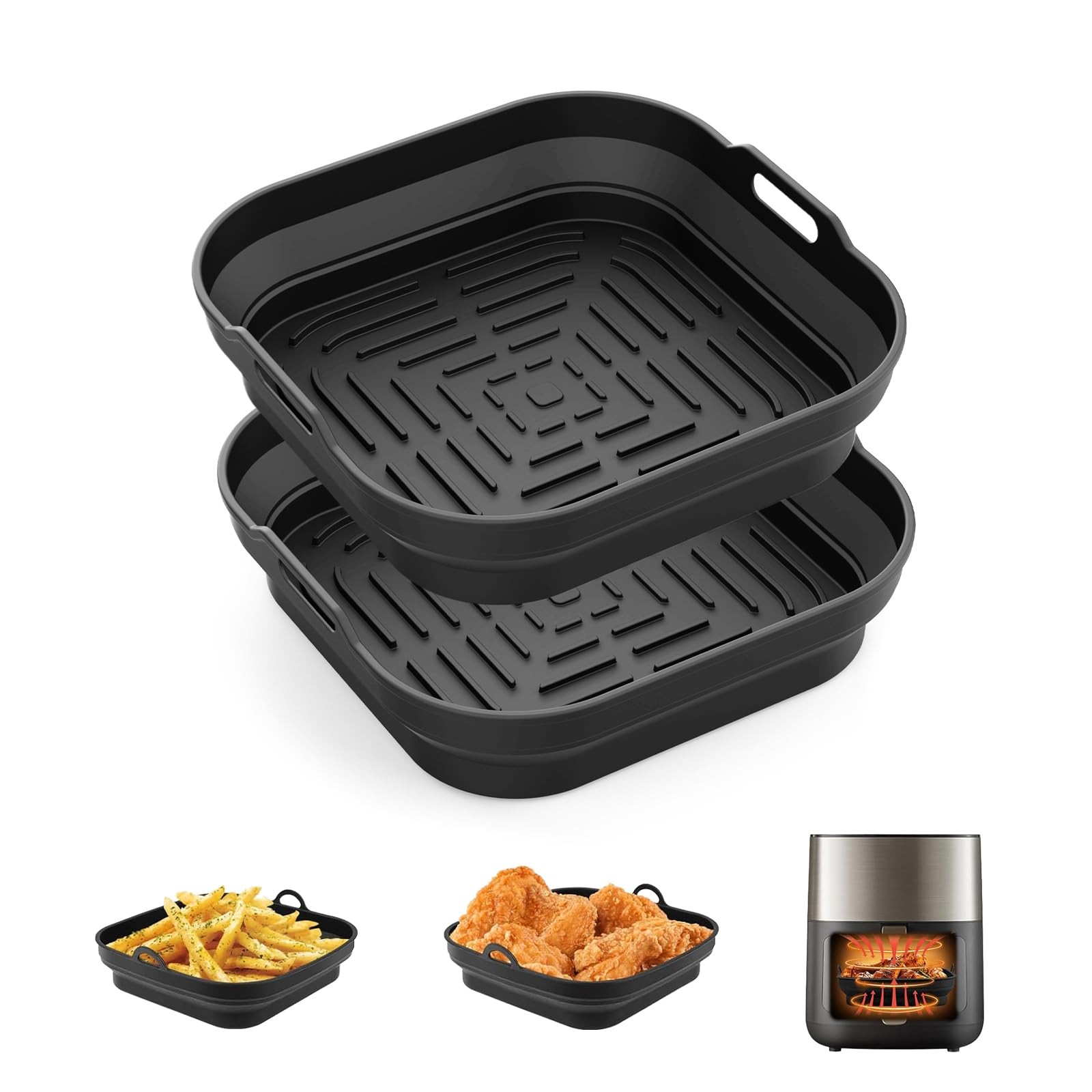 Paquete de 2 revestimientos de silicona para freidora de aire Ninja, Tower, COSORI 5-8 L -