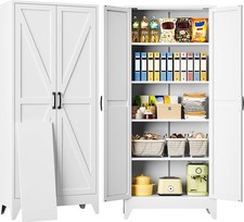 75" Tall Pantry Cabinet with 2 Doors 5 Shelves,Large Cupboard for Home,Kitchen