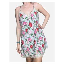 Victoria's Secret Vintage 90s Y2K Gold Label Floral Slip Dress Light Blue Medium