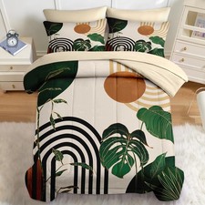 Comforter Set King Size, Modern Abstract Geometric Minimalist 7 Pcs Bedding f...