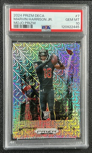 MARVIN HARRISON JR. PSA 10 2024 PANINI PRIZM DECA #7 ROOKIE MOJO RC 28/30