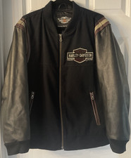 Harley Davidson Wool Leather Embroidered Bomber / Varsity Style Jacket