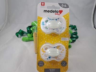 Medela Baby 2-Pack Glow  In The Dark Pacifier Binky Swiss Made 0-6 Months New 